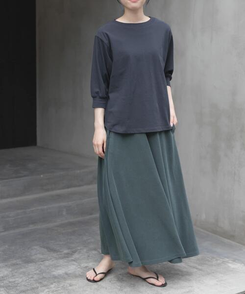 FORK&SPOON（フォークアンドスプーン）の「FORK&SPOON　ハイツイストコットンギャザースリーブTシャツ（Tシャツ/カットソー・レディース・ブルー系その他/ベージュ/オフホワイト/ブラック/ネイビー/ボルドー・1）」の7枚目の写真