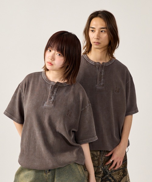 セール】DRAWCORD HENLEY NECK THERMAL TSHIRT／ドローコードヘンリー