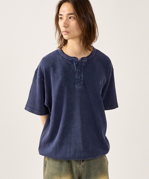 セール】DRAWCORD HENLEY NECK THERMAL TSHIRT／ドローコード