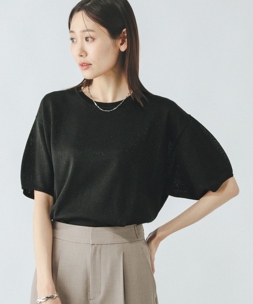 GLOBAL WORK(グローバルワーク)の「スッキレイさらさらクルー/288065(Tシャツ/カットソー・レディース・レッド/ブラック系その他/グリーン/シルバー系その他/ホワイト×ネイビー/グレイッシュベージュ・LARGE/MEDIUM/SMALL/X-SMALL/XX-LARGE/X-LARGE)」の3枚目の写真