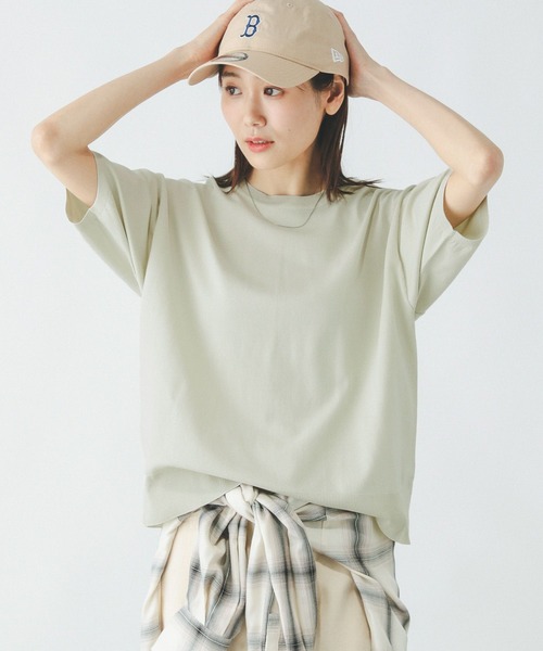 GLOBAL WORK(グローバルワーク)の「スッキレイさらさらクルー/288065(Tシャツ/カットソー・レディース・レッド/ブラック系その他/グリーン/シルバー系その他/ホワイト×ネイビー/グレイッシュベージュ・LARGE/MEDIUM/SMALL/X-SMALL/XX-LARGE/X-LARGE)」の5枚目の写真
