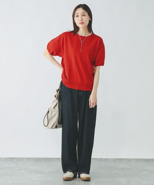 GLOBAL WORK(グローバルワーク)の「スッキレイさらさらクルー/288065(Tシャツ/カットソー・レディース・レッド/ブラック系その他/グリーン/シルバー系その他/ホワイト×ネイビー/グレイッシュベージュ・LARGE/MEDIUM/SMALL/X-SMALL/XX-LARGE/X-LARGE)」の12枚目の写真