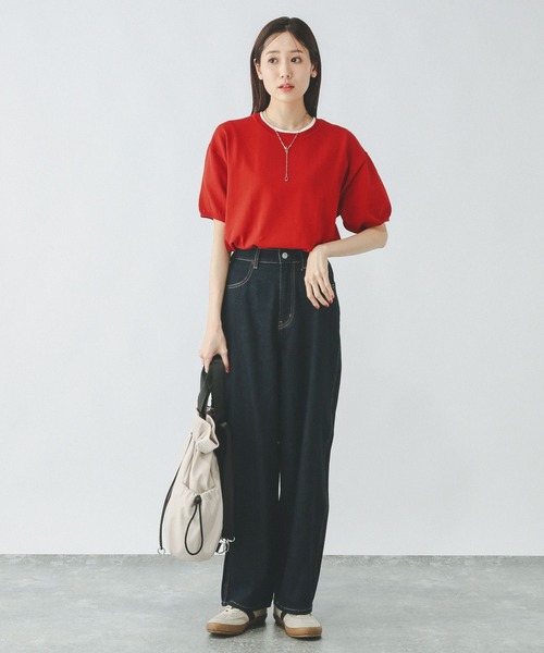 GLOBAL WORK(グローバルワーク)の「スッキレイさらさらクルー/288065(Tシャツ/カットソー・レディース・レッド/ブラック系その他/グリーン/シルバー系その他/ホワイト×ネイビー/グレイッシュベージュ・LARGE/MEDIUM/SMALL/X-SMALL/XX-LARGE/X-LARGE)」の13枚目の写真