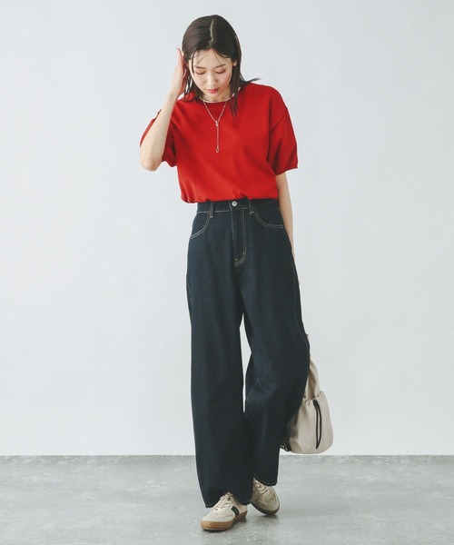 GLOBAL WORK(グローバルワーク)の「スッキレイさらさらクルー/288065(Tシャツ/カットソー・レディース・レッド/ブラック系その他/グリーン/シルバー系その他/ホワイト×ネイビー/グレイッシュベージュ・LARGE/MEDIUM/SMALL/X-SMALL/XX-LARGE/X-LARGE)」の14枚目の写真