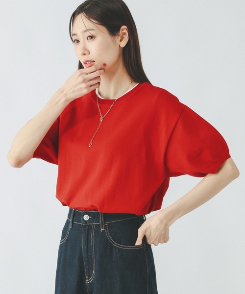 GLOBAL WORK(グローバルワーク)の「スッキレイさらさらクルー/288065(Tシャツ/カットソー・レディース・レッド/ブラック系その他/グリーン/シルバー系その他/ホワイト×ネイビー/グレイッシュベージュ・LARGE/MEDIUM/SMALL/X-SMALL/XX-LARGE/X-LARGE)」の16枚目の写真