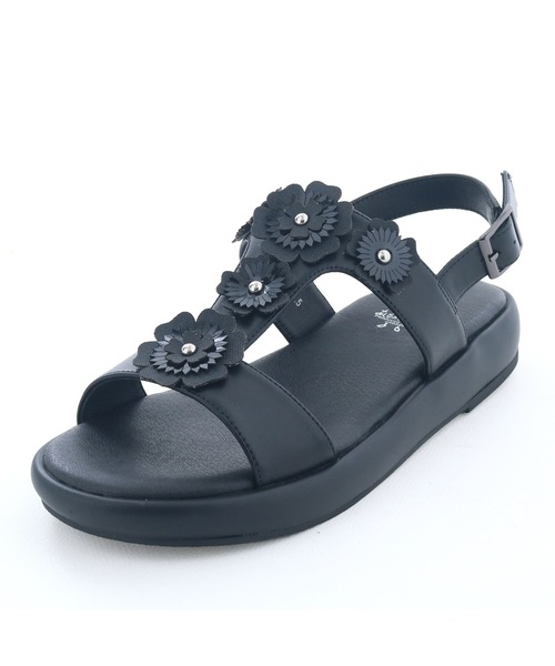 あしながおじさん(アシナガオジサン)の「フラワースタッズサンダル 1310267(サンダル・レディース・ブラック/シルバー・22.5cm/23cm/23.5cm/24cm/24.5cm)」の3枚目の写真