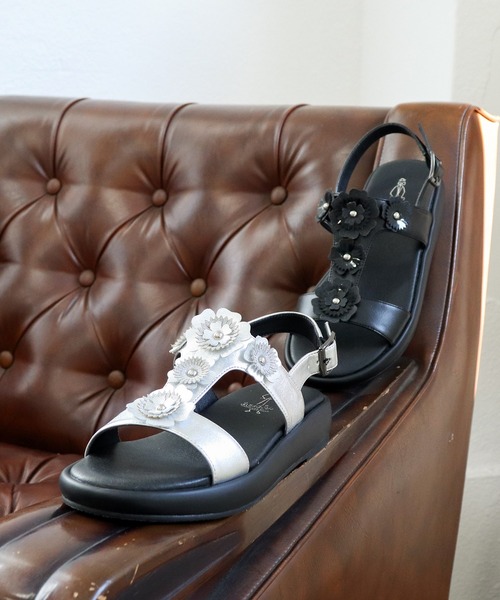 あしながおじさん(アシナガオジサン)の「フラワースタッズサンダル 1310267(サンダル・レディース・ブラック/シルバー・22.5cm/23cm/23.5cm/24cm/24.5cm)」の6枚目の写真