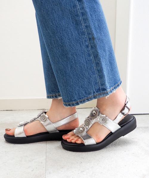 あしながおじさん(アシナガオジサン)の「フラワースタッズサンダル 1310267(サンダル・レディース・ブラック/シルバー・22.5cm/23cm/23.5cm/24cm/24.5cm)」の20枚目の写真