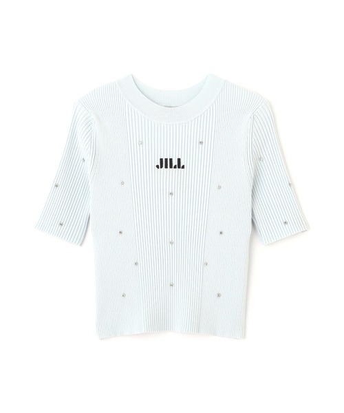 JILL by JILL STUART(ジルバイジルスチュアート)の「◇半袖ビジューコンパクトロゴニット(ニット/セーター・レディース・ブルー/ブラック/ホワイト系その他・FREE)」の4枚目の写真