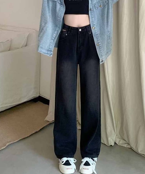 shoppinggo(ショッピングゴー)の「デニムパンツ ウエスト穴あき(デニムパンツ・レディース・ブラック系その他/ブラック・L/M)」の3枚目の写真