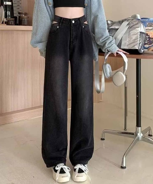 shoppinggo(ショッピングゴー)の「デニムパンツ ウエスト穴あき(デニムパンツ・レディース・ブラック系その他/ブラック・L/M)」の6枚目の写真