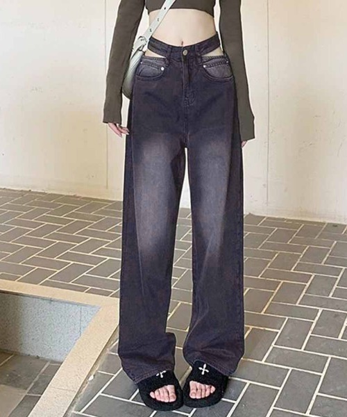 shoppinggo(ショッピングゴー)の「デニムパンツ ウエスト穴あき(デニムパンツ・レディース・ブラック系その他/ブラック・L/M)」の12枚目の写真