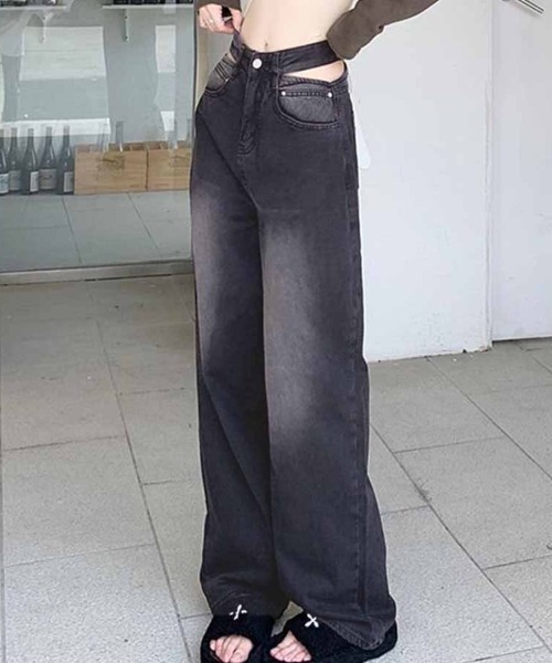 shoppinggo(ショッピングゴー)の「デニムパンツ ウエスト穴あき(デニムパンツ・レディース・ブラック系その他/ブラック・L/M)」の13枚目の写真