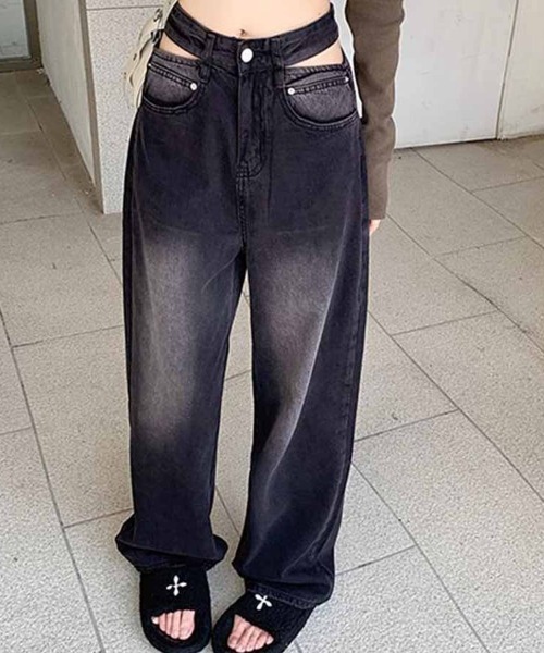 shoppinggo(ショッピングゴー)の「デニムパンツ ウエスト穴あき(デニムパンツ・レディース・ブラック系その他/ブラック・L/M)」の15枚目の写真