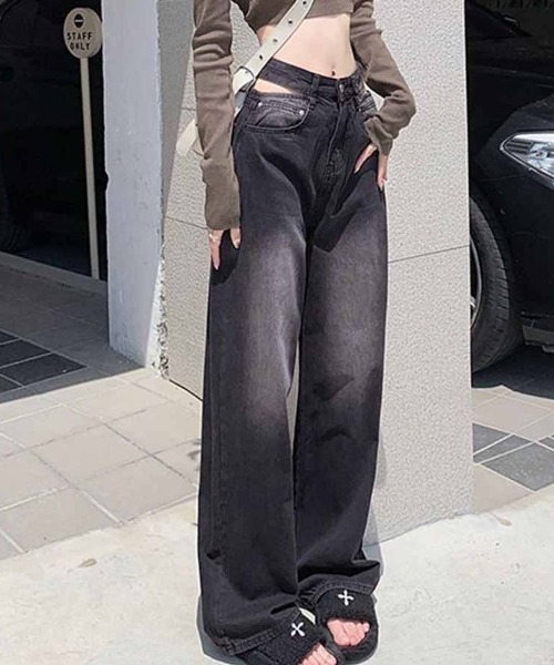 shoppinggo(ショッピングゴー)の「デニムパンツ ウエスト穴あき(デニムパンツ・レディース・ブラック系その他/ブラック・L/M)」の16枚目の写真