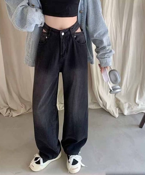 shoppinggo(ショッピングゴー)の「デニムパンツ ウエスト穴あき(デニムパンツ・レディース・ブラック系その他/ブラック・L/M)」の17枚目の写真
