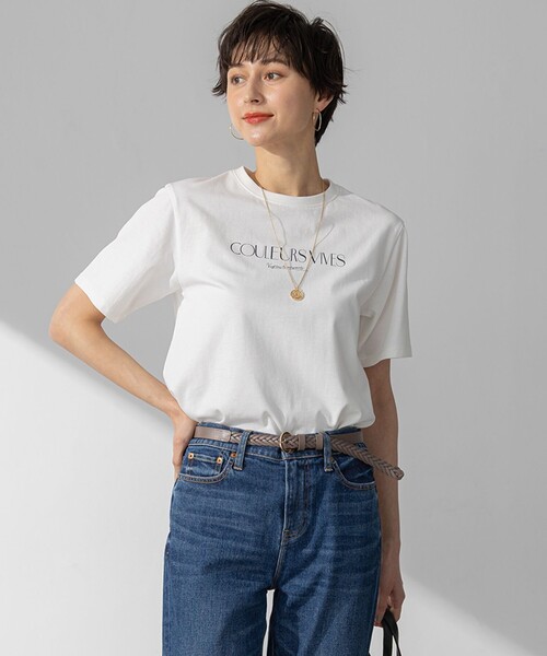 23区（ニジュウサンク）の「【洗える】ボタニカル カラー Tシャツ（Tシャツ/カットソー・レディース・ホワイト系/ライラック系/ダルブルー系/ダークブラウン系/ローズ系/イエロー系・38）」の2枚目の写真