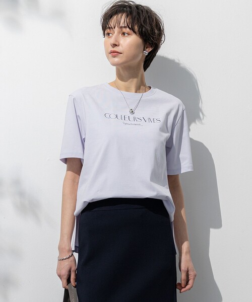23区（ニジュウサンク）の「【洗える】ボタニカル カラー Tシャツ（Tシャツ/カットソー・レディース・ホワイト系/ライラック系/ダルブルー系/ダークブラウン系/ローズ系/イエロー系・38）」の4枚目の写真