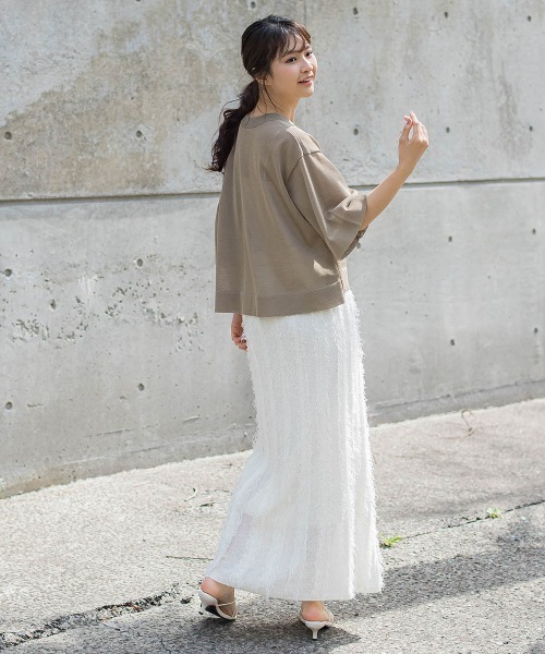 Droite lautreamont（ドロワットロートレアモン）の「フリンジニットスカート（スカート・レディース・ブラック/オフホワイト・M）」の12枚目の写真