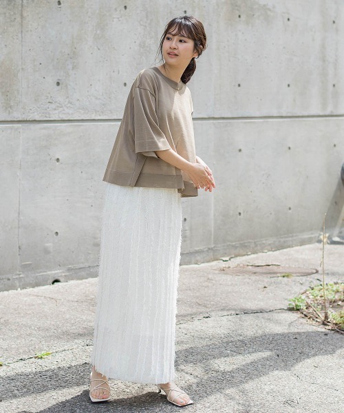 Droite lautreamont（ドロワットロートレアモン）の「フリンジニットスカート（スカート・レディース・ブラック/オフホワイト・M）」の16枚目の写真