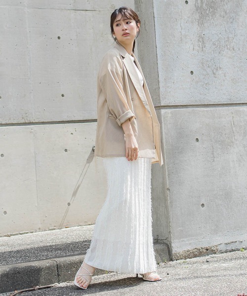 Droite lautreamont（ドロワットロートレアモン）の「フリンジニットスカート（スカート・レディース・ブラック/オフホワイト・M）」の21枚目の写真