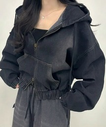 anown（アノン）の「【CANVAS+】クロップド丈ダブルジップデニムパーカーブルゾン（デニムジャケット）」