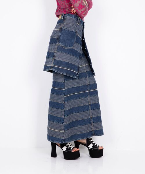 HYSTERIC GLAMOUR(ヒステリックグラマー)の「スクラッチAラインデニムミニスカート(デニムスカート・レディース・ブラック/ライトインディゴブルー・24inch/25inch/26inch/27inch)」の8枚目の写真