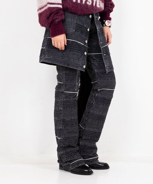 HYSTERIC GLAMOUR(ヒステリックグラマー)の「スクラッチAラインデニムミニスカート(デニムスカート・レディース・ブラック/ライトインディゴブルー・24inch/25inch/26inch/27inch)」の4枚目の写真