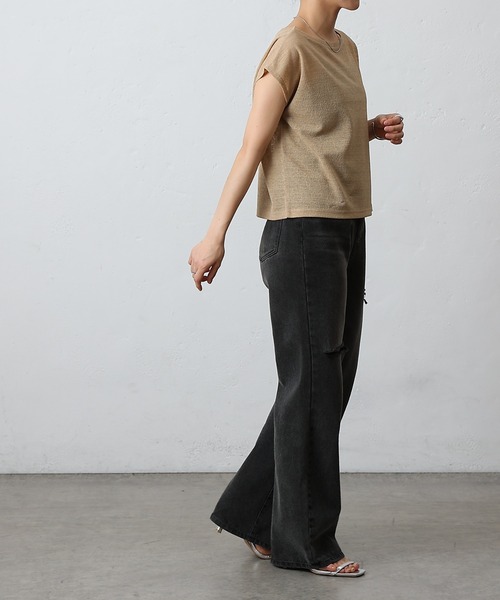 COLONY 2139（コロニートゥーワンスリーナイン）の「スラブシアーノースリーブプルオーバー（Tシャツ/カットソー・レディース・ベージュ/ブラック/オフホワイト/ピンク・FREE）」の13枚目の写真