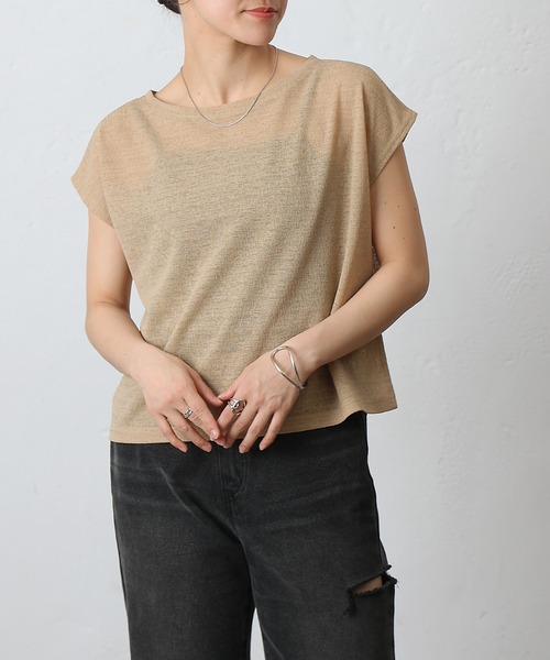 COLONY 2139（コロニートゥーワンスリーナイン）の「スラブシアーノースリーブプルオーバー（Tシャツ/カットソー・レディース・ベージュ/ブラック/オフホワイト/ピンク・FREE）」の16枚目の写真