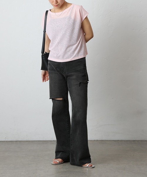 COLONY 2139（コロニートゥーワンスリーナイン）の「スラブシアーノースリーブプルオーバー（Tシャツ/カットソー・レディース・ベージュ/ブラック/オフホワイト/ピンク・FREE）」の22枚目の写真