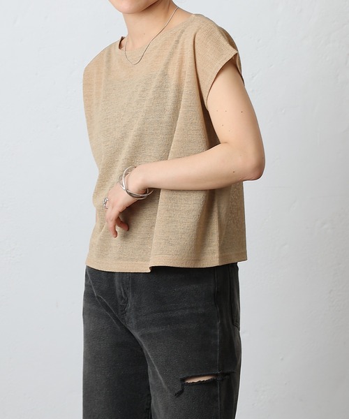 COLONY 2139（コロニートゥーワンスリーナイン）の「スラブシアーノースリーブプルオーバー（Tシャツ/カットソー・レディース・ベージュ/ブラック/オフホワイト/ピンク・FREE）」の19枚目の写真