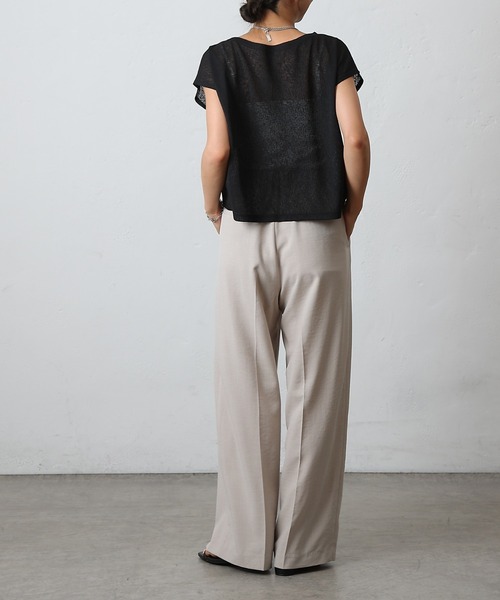 COLONY 2139（コロニートゥーワンスリーナイン）の「スラブシアーノースリーブプルオーバー（Tシャツ/カットソー・レディース・ベージュ/ブラック/オフホワイト/ピンク・FREE）」の7枚目の写真