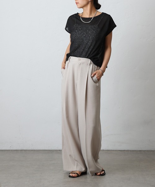 COLONY 2139（コロニートゥーワンスリーナイン）の「スラブシアーノースリーブプルオーバー（Tシャツ/カットソー・レディース・ベージュ/ブラック/オフホワイト/ピンク・FREE）」の8枚目の写真