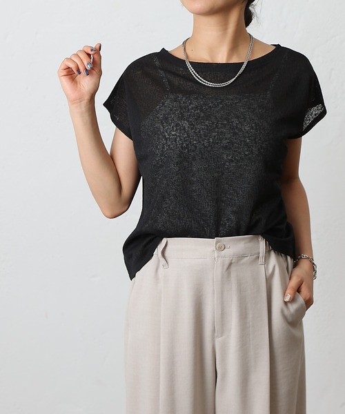 COLONY 2139（コロニートゥーワンスリーナイン）の「スラブシアーノースリーブプルオーバー（Tシャツ/カットソー・レディース・ベージュ/ブラック/オフホワイト/ピンク・FREE）」の9枚目の写真