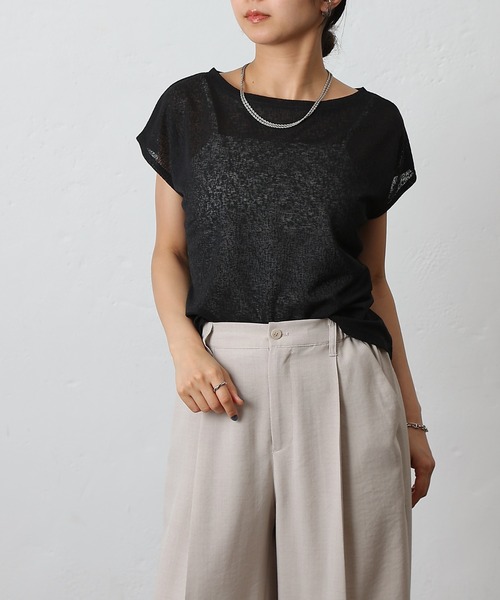 COLONY 2139（コロニートゥーワンスリーナイン）の「スラブシアーノースリーブプルオーバー（Tシャツ/カットソー・レディース・ベージュ/ブラック/オフホワイト/ピンク・FREE）」の11枚目の写真