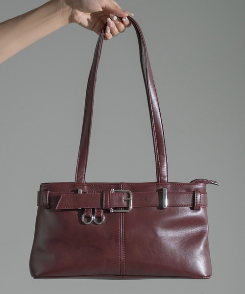 apres jour mignon（アプレジュールミニョン）の「【apresjour mignon×ARIAZ】ヴィンテージ風スクエアバッグ（ハンドバッグ・レディース・ブラック/ブラウン系その他/ボルドー・ONESIZE）」の6枚目の写真