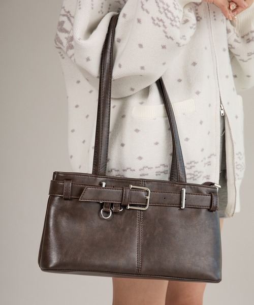 apres jour mignon（アプレジュールミニョン）の「【apresjour mignon×ARIAZ】ヴィンテージ風スクエアバッグ（ハンドバッグ・レディース・ブラック/ブラウン系その他/ボルドー・ONESIZE）」の10枚目の写真