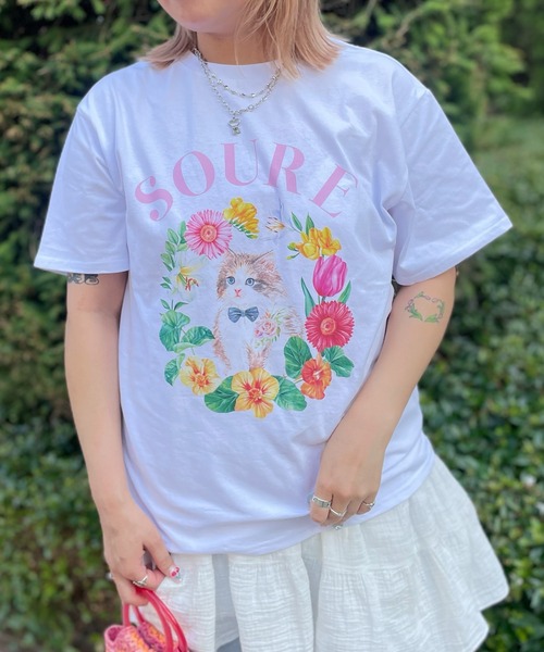 セール】25SS 【Soure】キャットフラワー フロントプリント 半袖
