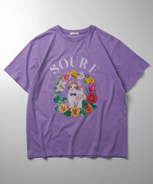 ILL'S(イルズ)の「キャットフラワー フロントプリント 半袖Tシャツ レディース 【Soure】(Tシャツ/カットソー・メンズ・ホワイト/ピンク/パープル・FREE)」の6枚目の写真
