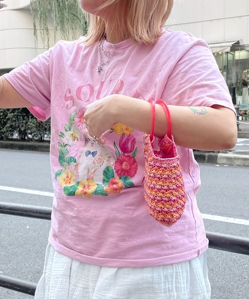 ILL'S(イルズ)の「キャットフラワー フロントプリント 半袖Tシャツ レディース 【Soure】(Tシャツ/カットソー・メンズ・ホワイト/ピンク/パープル・FREE)」の21枚目の写真