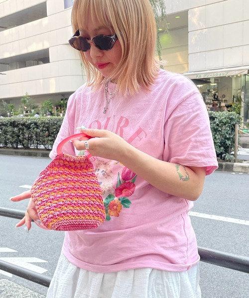 ILL'S(イルズ)の「キャットフラワー フロントプリント 半袖Tシャツ レディース 【Soure】(Tシャツ/カットソー・メンズ・ホワイト/ピンク/パープル・FREE)」の17枚目の写真