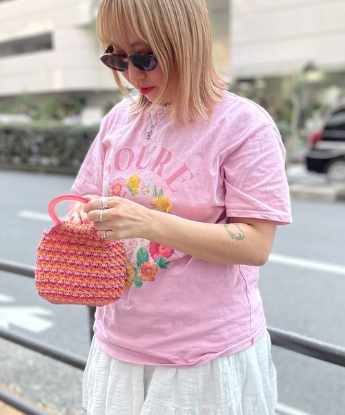ILL'S(イルズ)の「キャットフラワー フロントプリント 半袖Tシャツ レディース 【Soure】(Tシャツ/カットソー・メンズ・ホワイト/ピンク/パープル・FREE)」の15枚目の写真