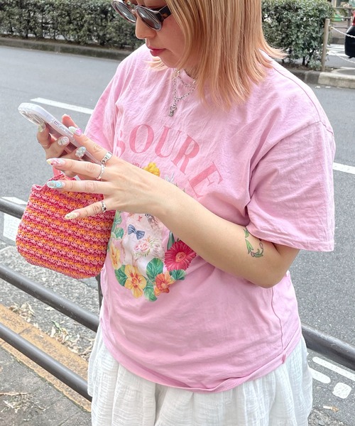ILL'S(イルズ)の「キャットフラワー フロントプリント 半袖Tシャツ レディース 【Soure】(Tシャツ/カットソー・メンズ・ホワイト/ピンク/パープル・FREE)」の14枚目の写真
