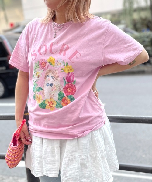 セール】25SS 【Soure】キャットフラワー フロントプリント 半袖
