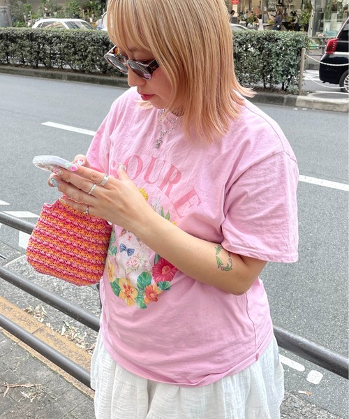 ILL'S(イルズ)の「キャットフラワー フロントプリント 半袖Tシャツ レディース 【Soure】(Tシャツ/カットソー・メンズ・ホワイト/ピンク/パープル・FREE)」の12枚目の写真