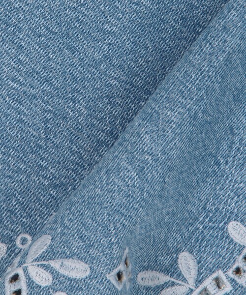 GANNI【関税送料込&SALE】ブロデリーアングレーズデニムトップ Ganni Broderie Anglaise Denim Top | Neiman Marcus