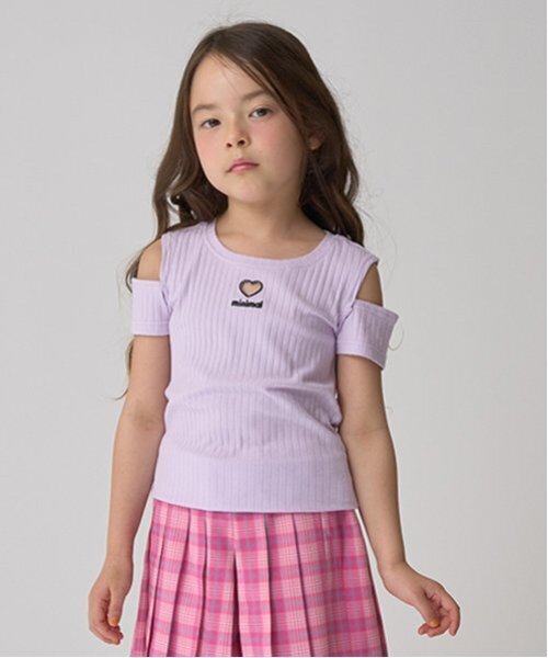 minimal（ミニマル）の「オフショルダーTシャツ（Tシャツ/カットソー・キッズ・イエロー/サックスブルー/ラベンダー/ブラック・100cm/110cm/120cm/130cm/140cm）」の4枚目の写真