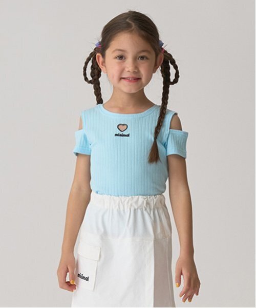 minimal（ミニマル）の「オフショルダーTシャツ（Tシャツ/カットソー・キッズ・イエロー/サックスブルー/ラベンダー/ブラック・100cm/110cm/120cm/130cm/140cm）」の3枚目の写真