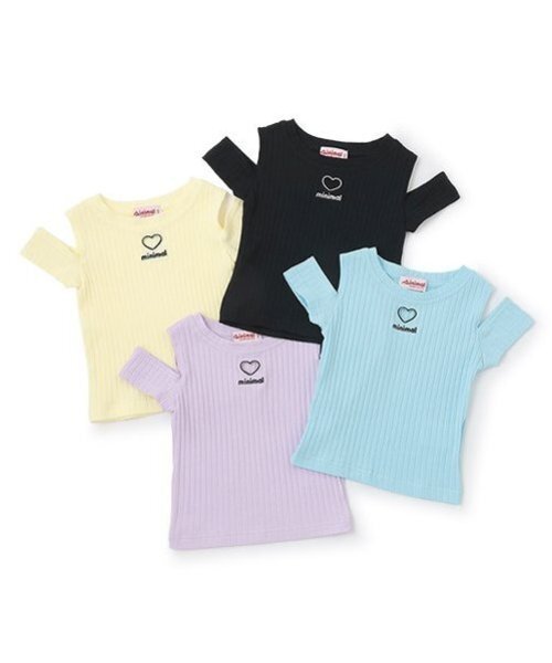 minimal（ミニマル）の「オフショルダーTシャツ（Tシャツ/カットソー・キッズ・イエロー/サックスブルー/ラベンダー/ブラック・100cm/110cm/120cm/130cm/140cm）」の7枚目の写真